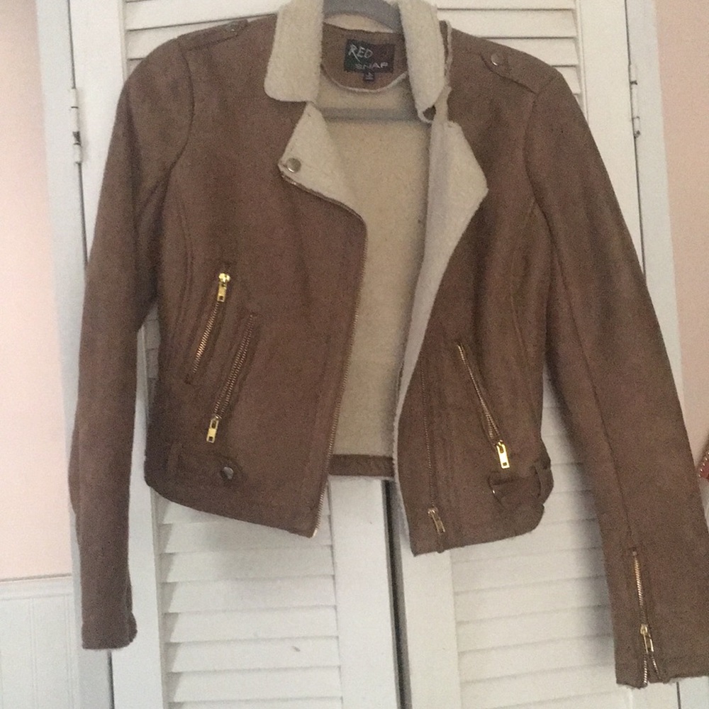 Brown Faux Sheep (inside) Motorcycle Jacket